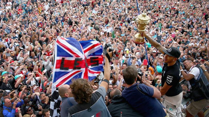 Lewis Hamilton celebrates British GP win in front of home fans