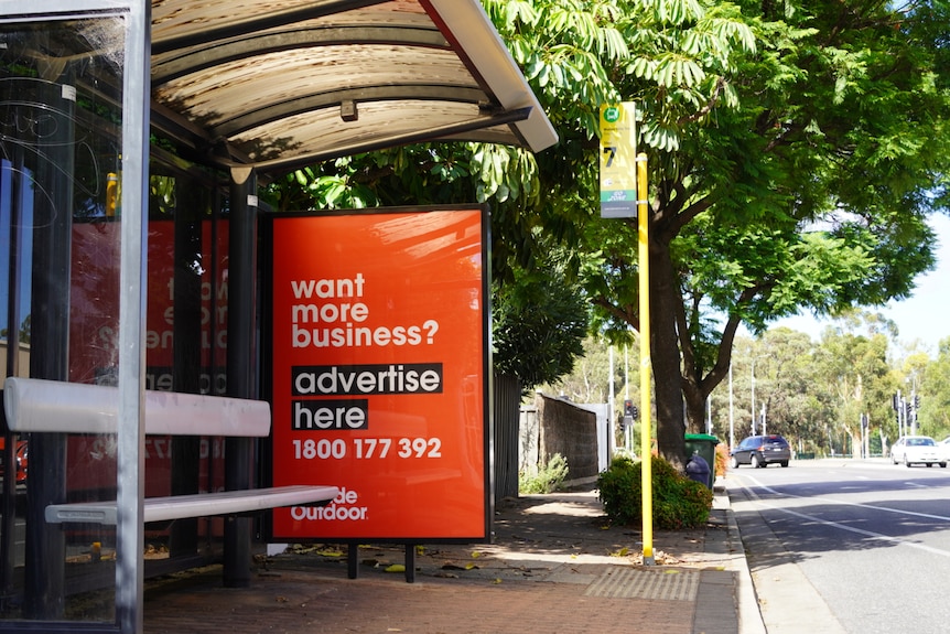 A bus stop at Gilberton on Walkerville Terrace.