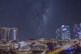 Singapore against the backdrop of the Tasmanian night sky