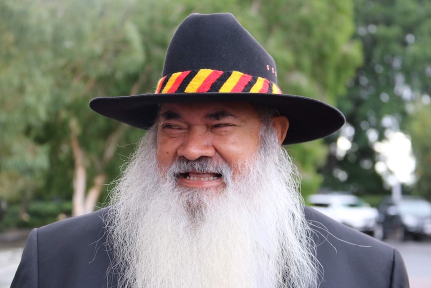 Pat Dodson outside WA Parliament today