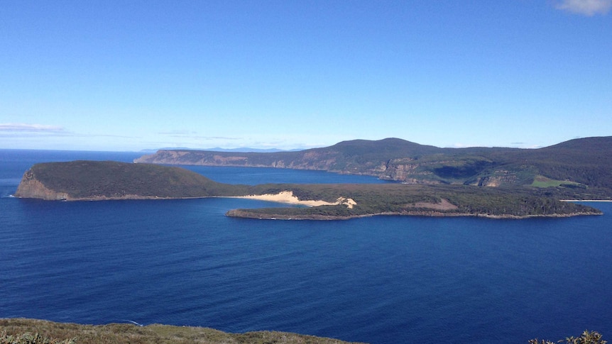 Coastline view looking towards Cape Raoul, around which racing yacht pass on their way to Hobart.