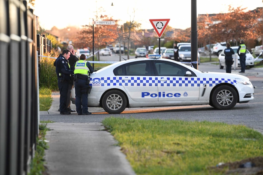 Victoria Police at the scene of a shooting at a home in Roxburgh Park, north of Melbourne.