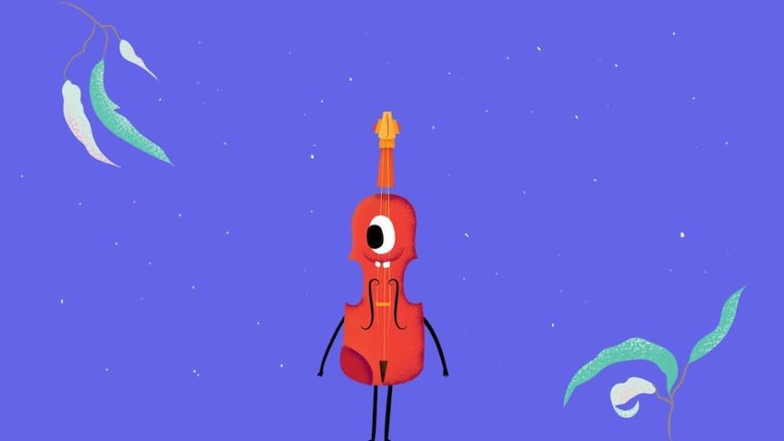 Graphic image of cartoon violin