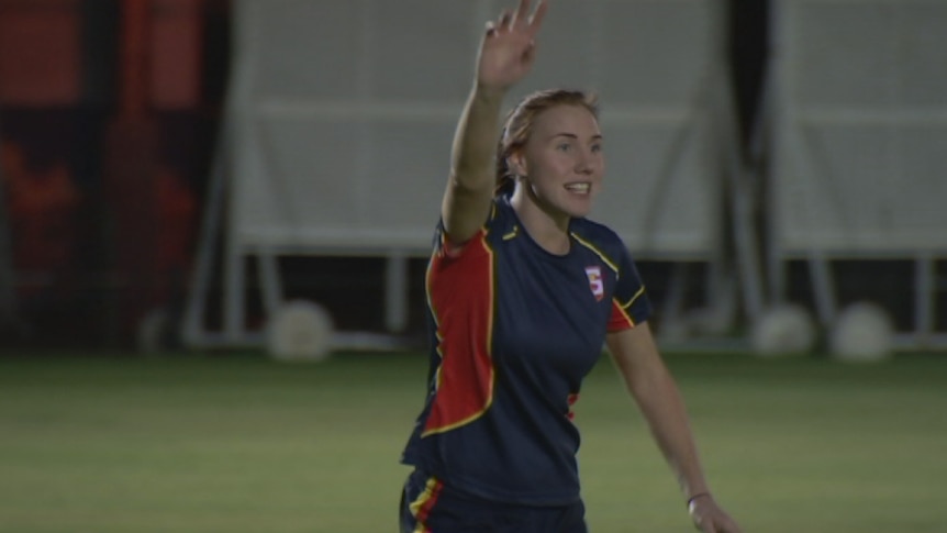 Nicole Mark at footy training.