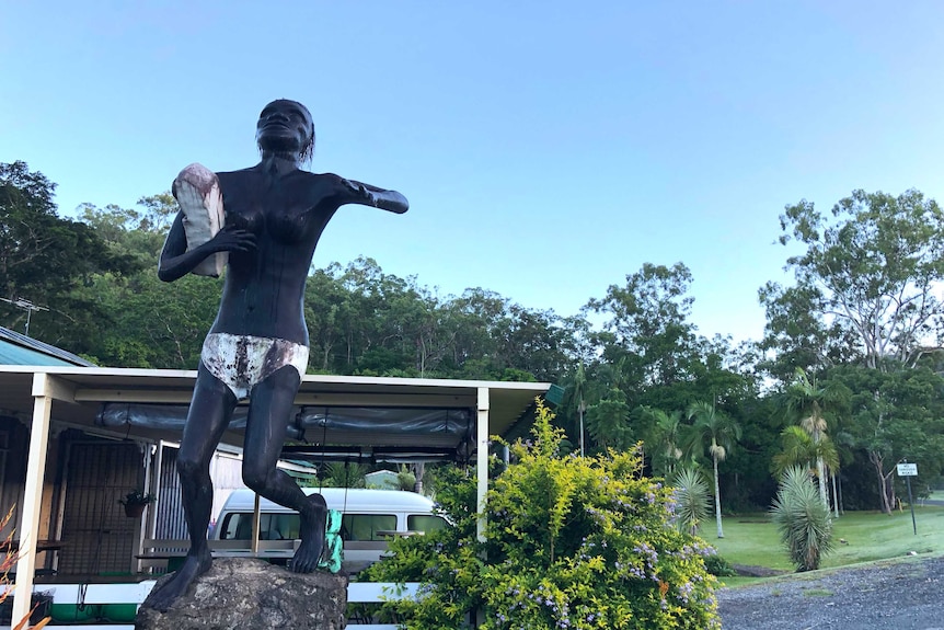 A statue of a woman holding a baby