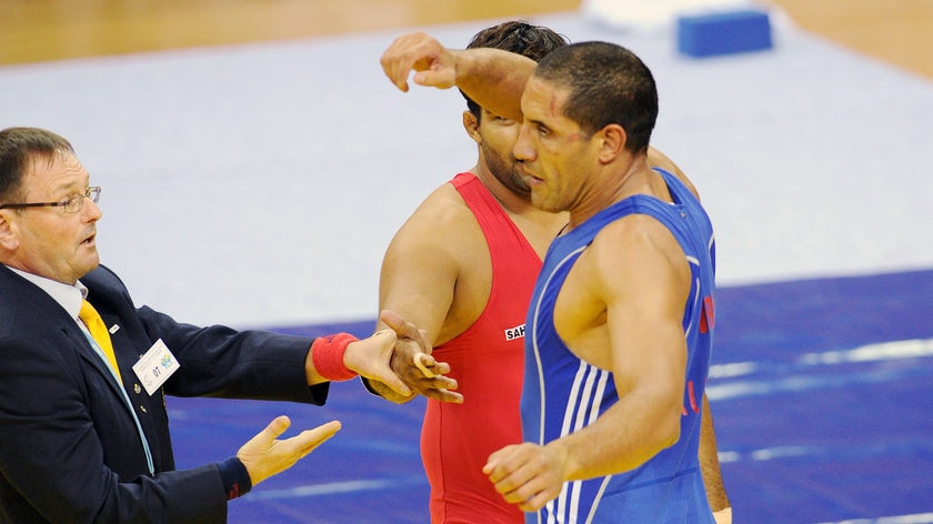 Fkiri spat the dummy after being disqualified in his gold medal match.