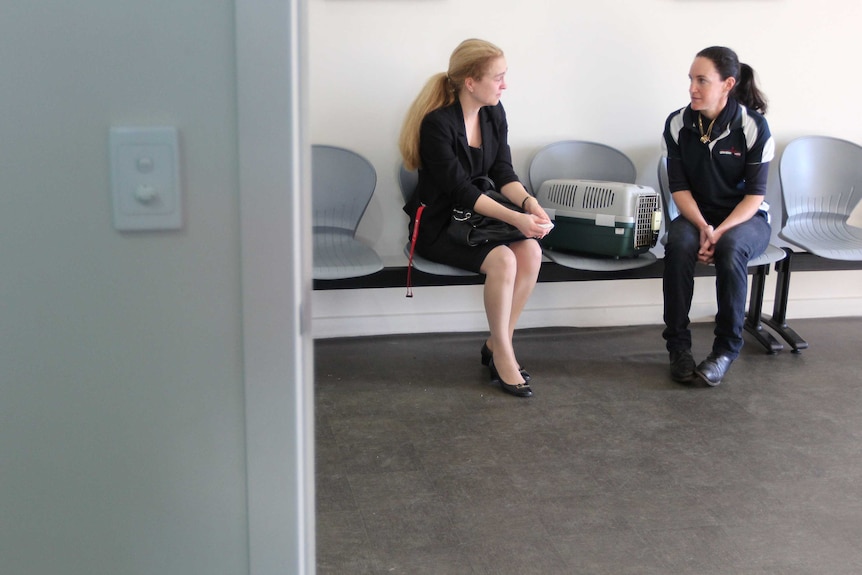 Two women in the vet waiting room