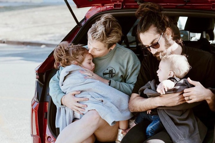 family setting in boot of car