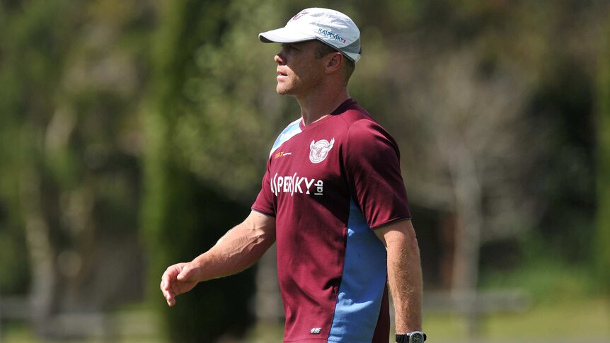 Manly-Warringah Sea Eagles NRL head coach Geoff Toovey watches a training session in Sydney