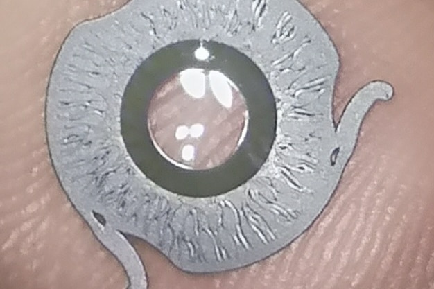 A close up of an eye prosthetic