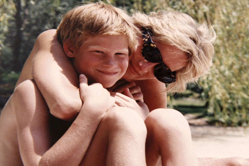 Princess Diana and Prince Harry on holiday.