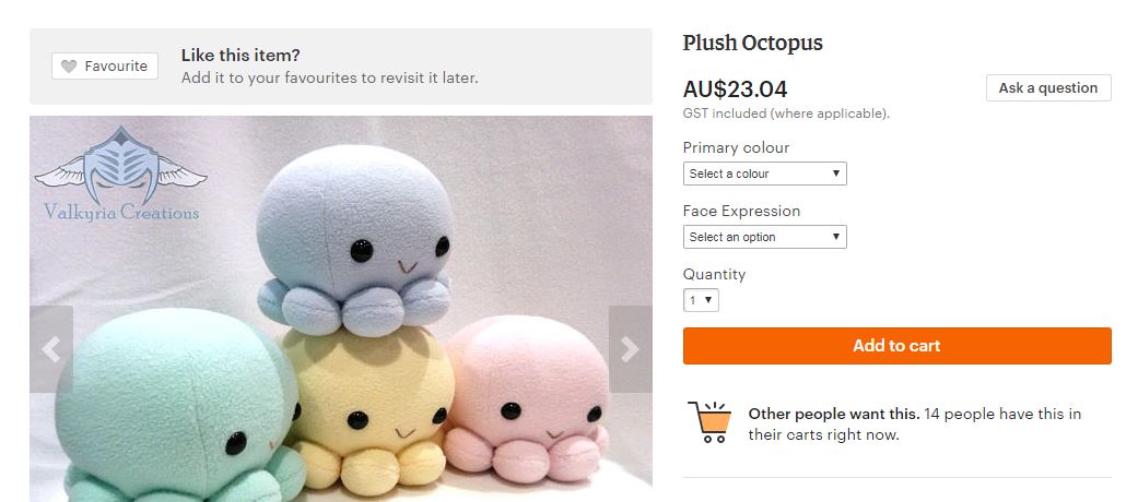 A screenshot from the Etsy website.