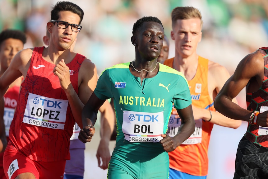 A group of male 800 metres compete at the World Championships in 2022.