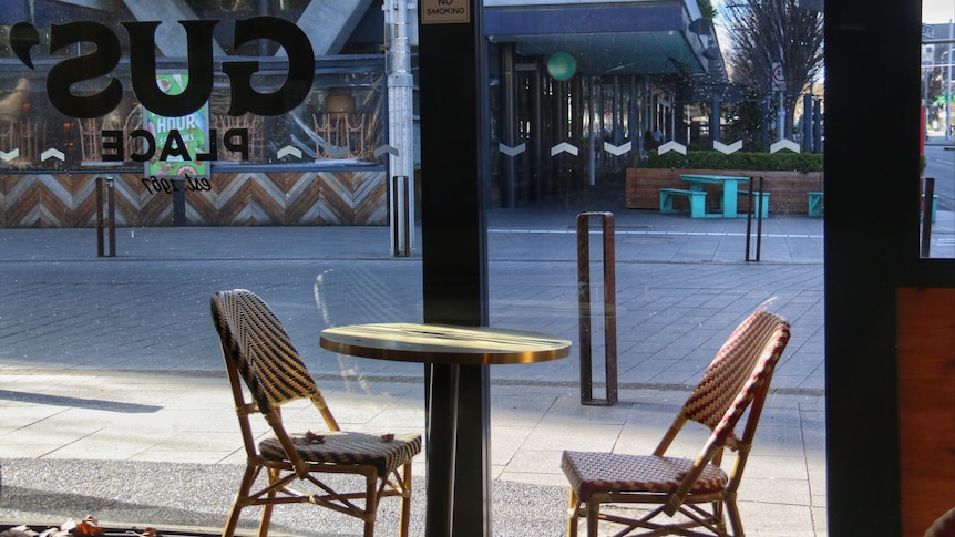 An empty restaurant in Canberra's city centre.