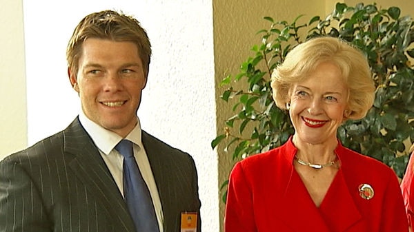 Former Rugby Union player Clyde Rathbone and Governor-General Quentin Bryce