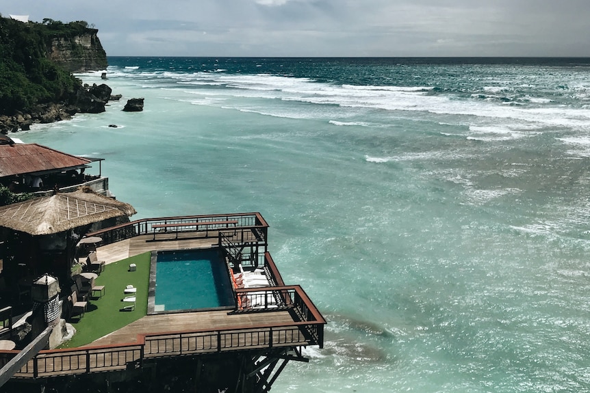 A resort built into a cliff at Uluwatu, Bali.  