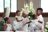 The family of Rayshard brooks, all dressed in white at his funeral.