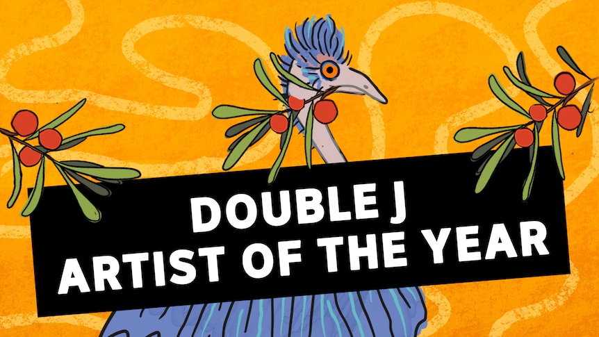 an illustration of an emu holding a sign: "Double J Artist of the Year"