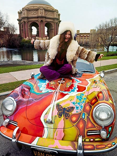 Janis Joplin with her Porsche