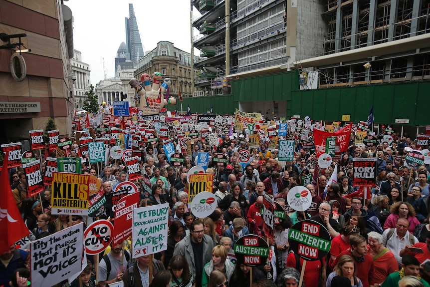 Anti-austerity protesters in London