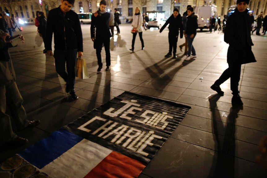 People gather on the Place de la Republique square