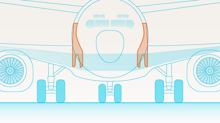 A graphic of a part of a plane connecting the wings to the body.