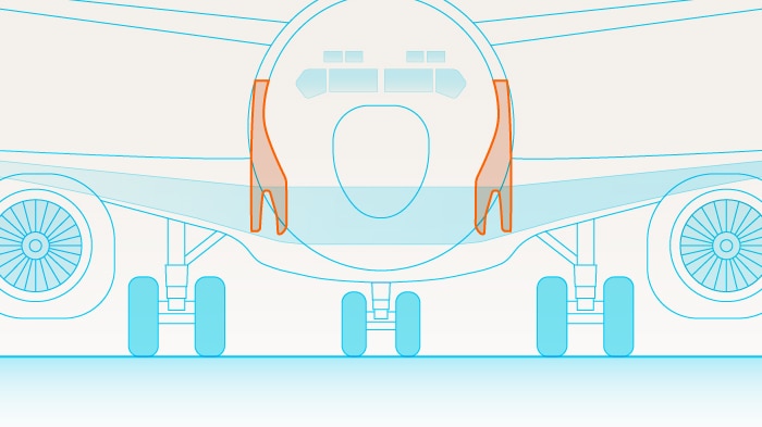 A graphic of a part of a plane connecting the wings to the body.