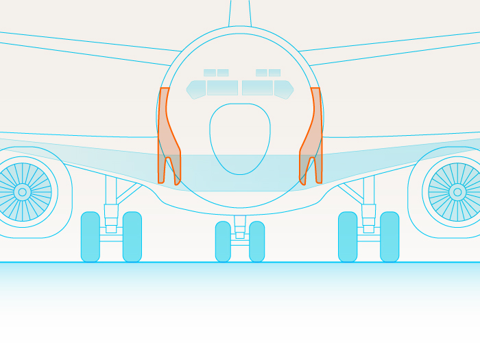 A graphic of a part of a plane connecting the wings to the body.