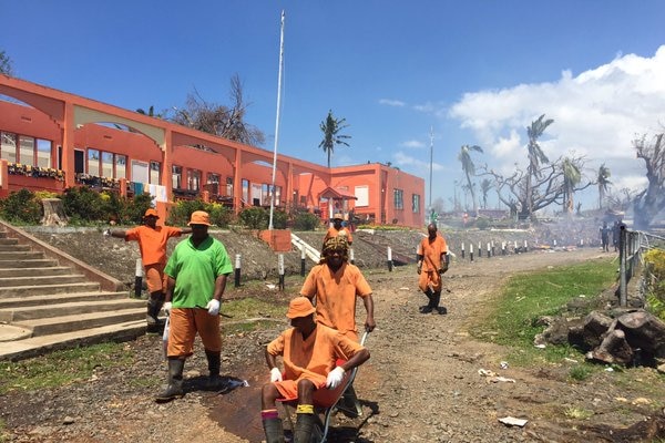 The community has started to clean-up around the school campus following Cyclone Winston.
