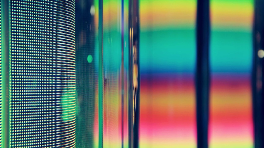 A collection of colours and lines refract in peculiar ways