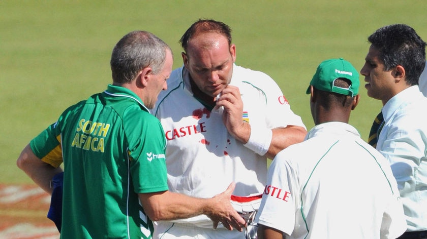 Jacques Kallis and Graeme Smith were forced off the field on day two.