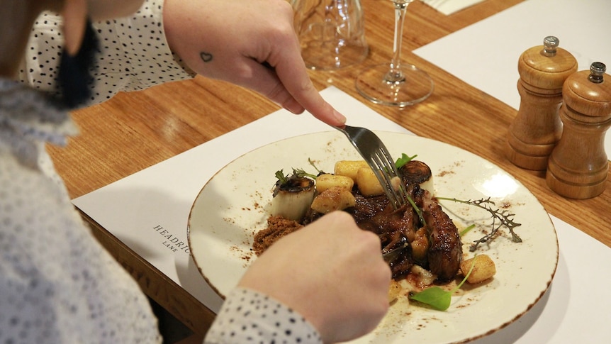 meat being eaten a restaurant