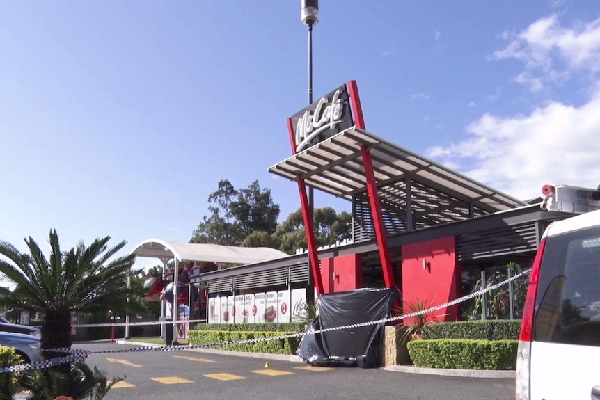 A McDonald's Restaurant at Helensvale is sealed off