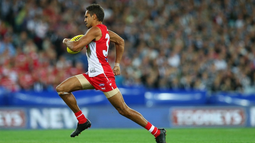 AFL officials have confirmed Sydney's Lewis Jetta ran too far without bouncing the ball.