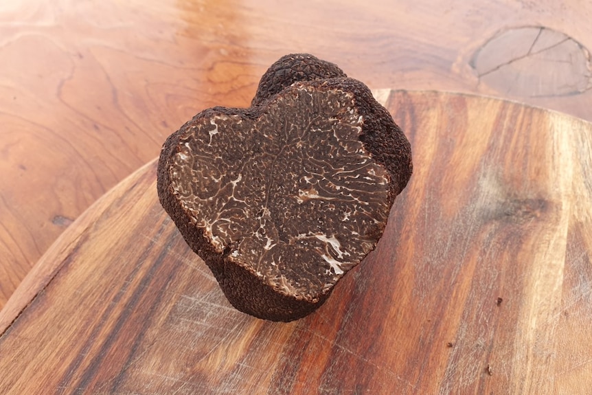 A truffle cut in half