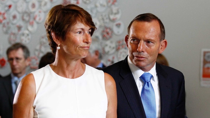 Margie and Tony Abbott at a hospital launch in Sydney.