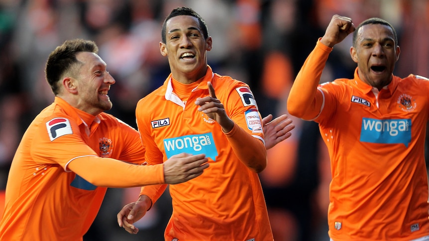 Blackpool celebrate against Birmingham