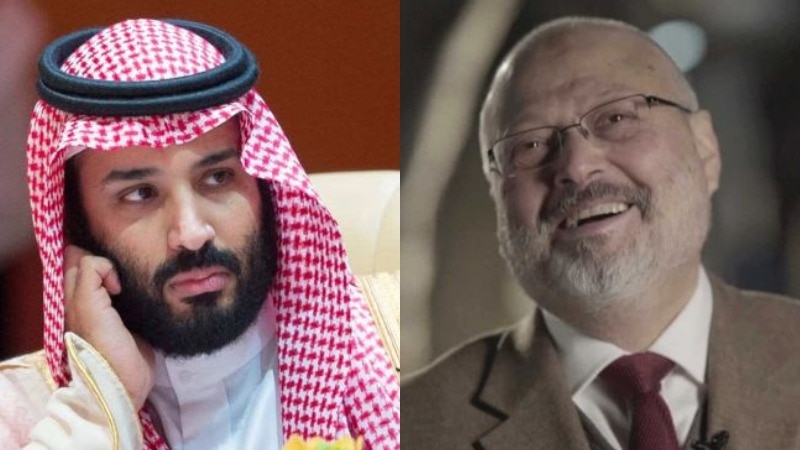 Combination picture of Saudi Crown Prince Mohammed bin Salman and slain journalist Jamal Khashoggi