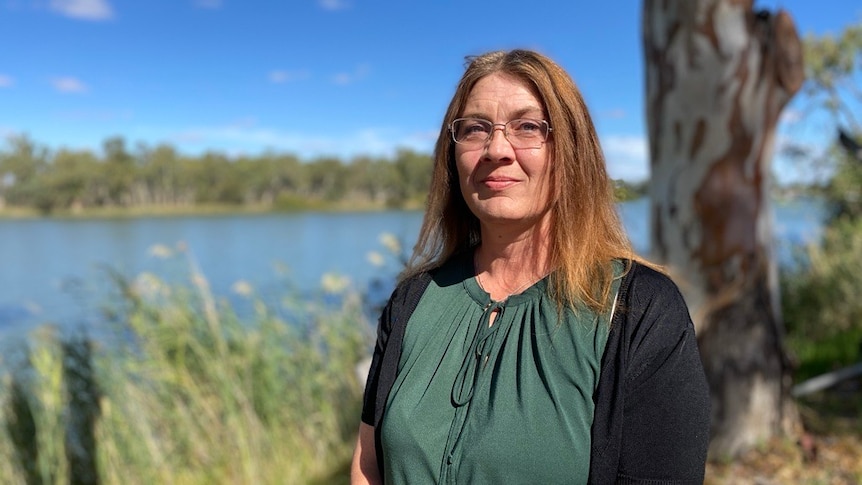 Chairperson of the South Australian Murray Irrigators Caren Martin standing outside posing for a photo 