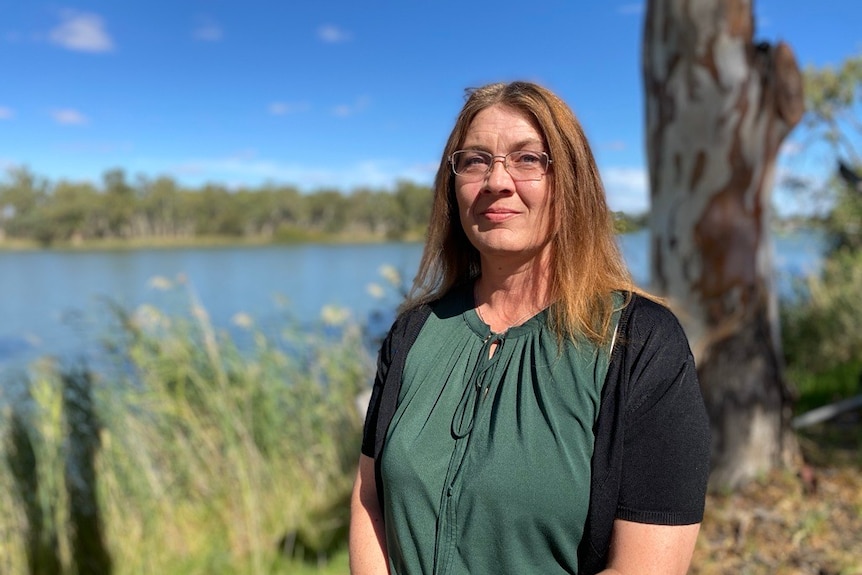 Chairperson of the South Australian Murray Irrigators Caren Martin standing outside posing for a photo 