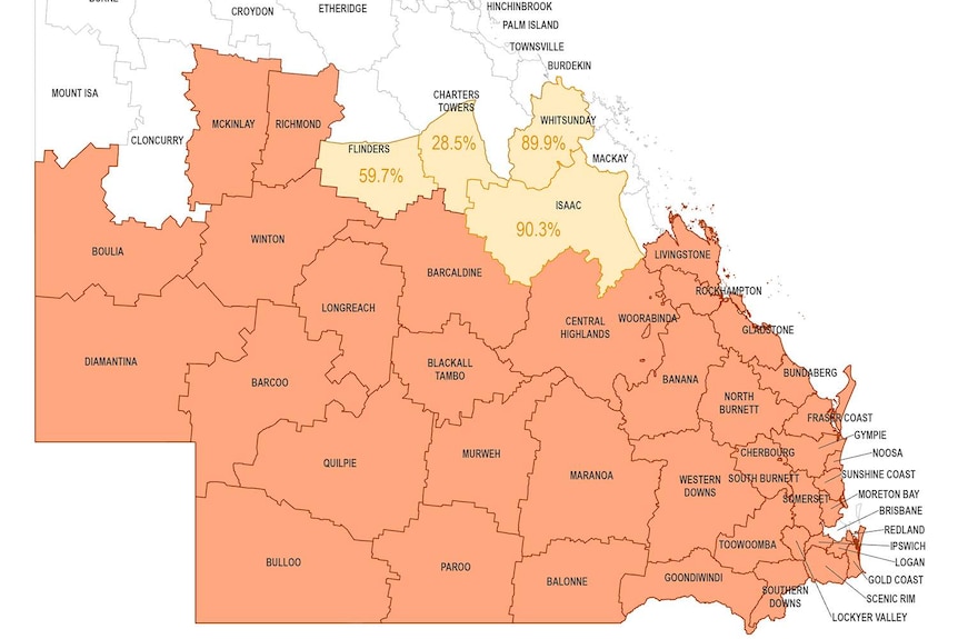 A map of Queensland's drought situation