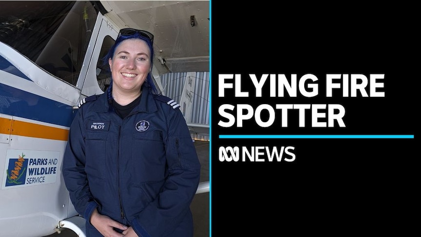 Flying Fire Spotter: Woman in flightsuit stands next to light plane.