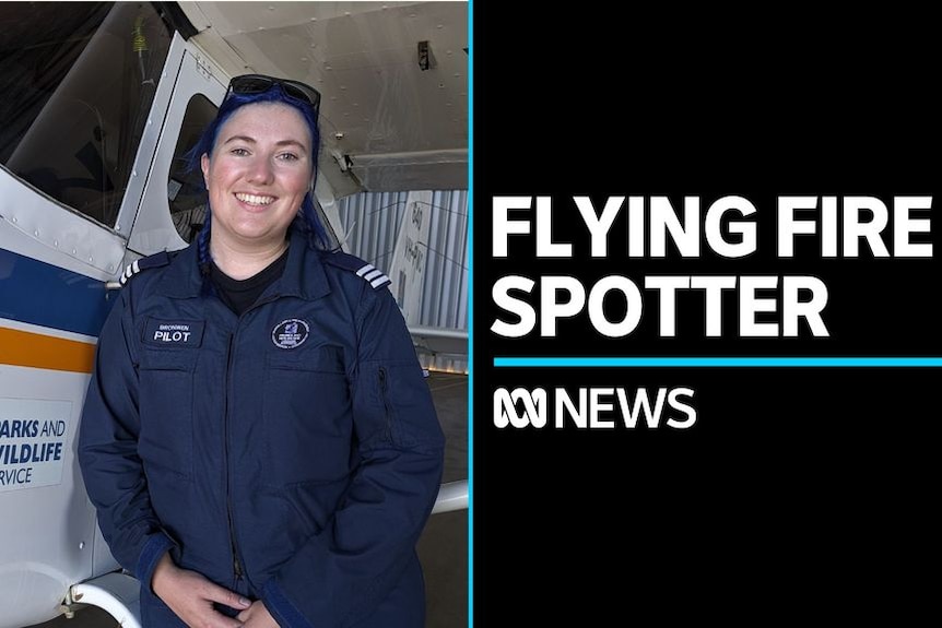 Flying Fire Spotter: Woman in flightsuit stands next to light plane.