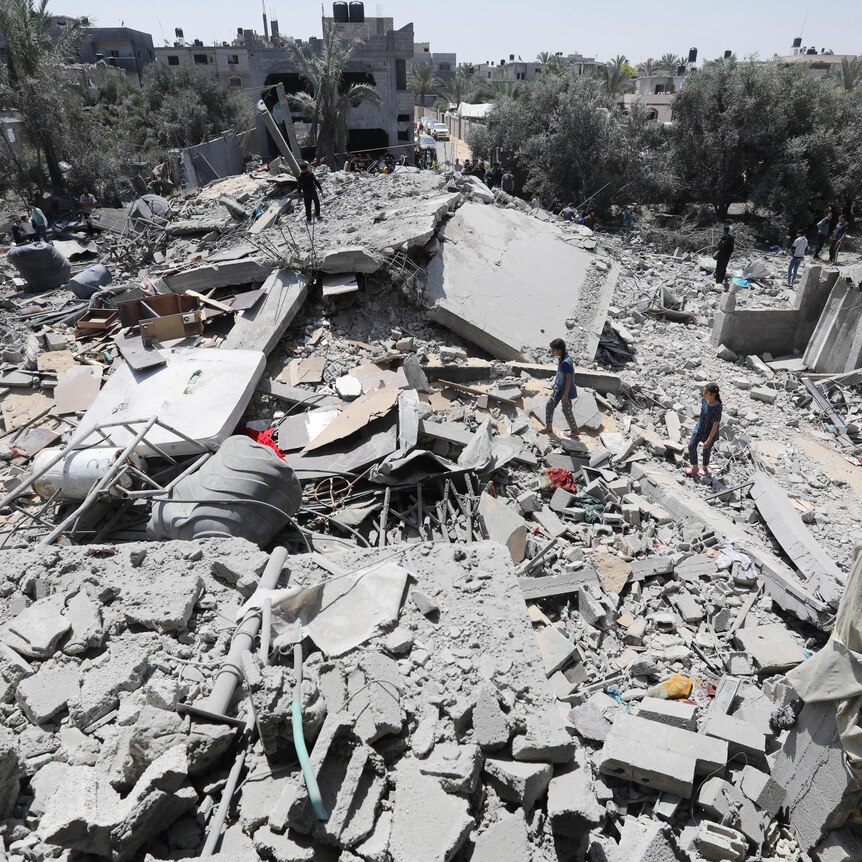 Damaged and demolished buildings in gaza