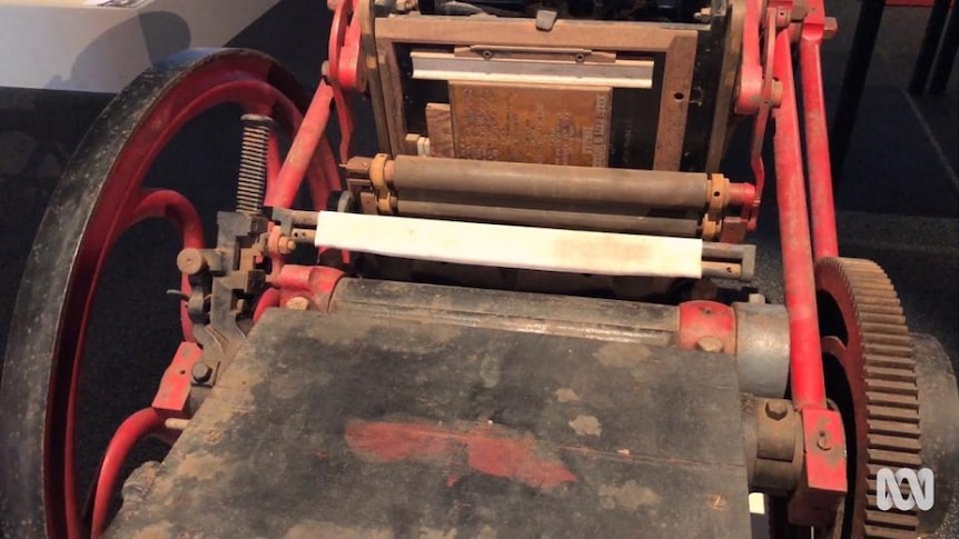 Old printing press rollers