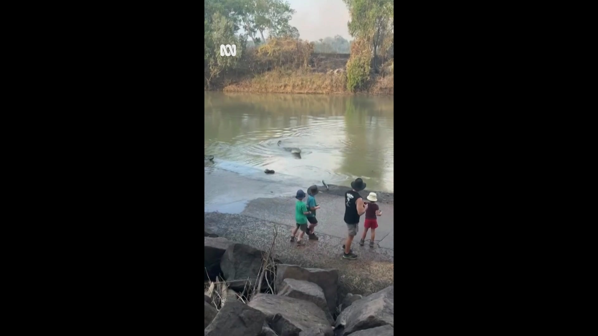 Video shows croc appearing to follow group at infamous Cahills Crossing