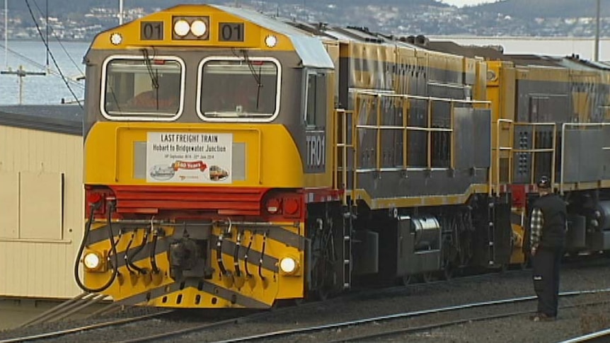 Hobart's last freight train rolls out of town