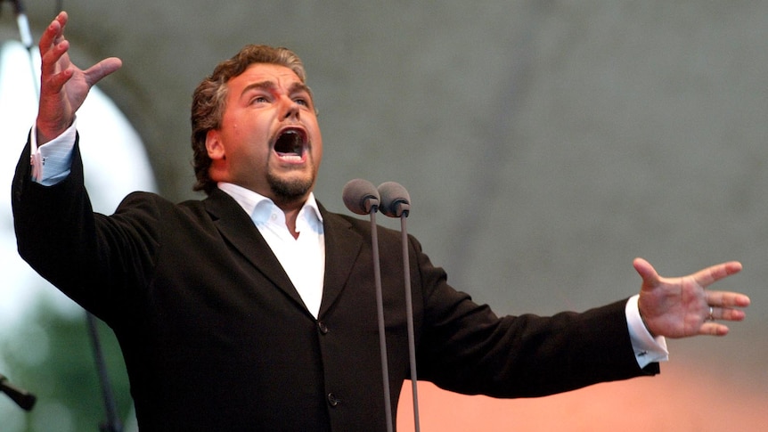 Salvatore Licitra sings in New York's Central Park in July 2003.