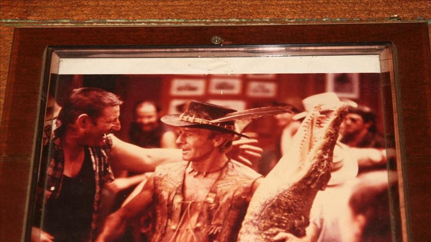 A photo of a photo of Crocodile Dundee