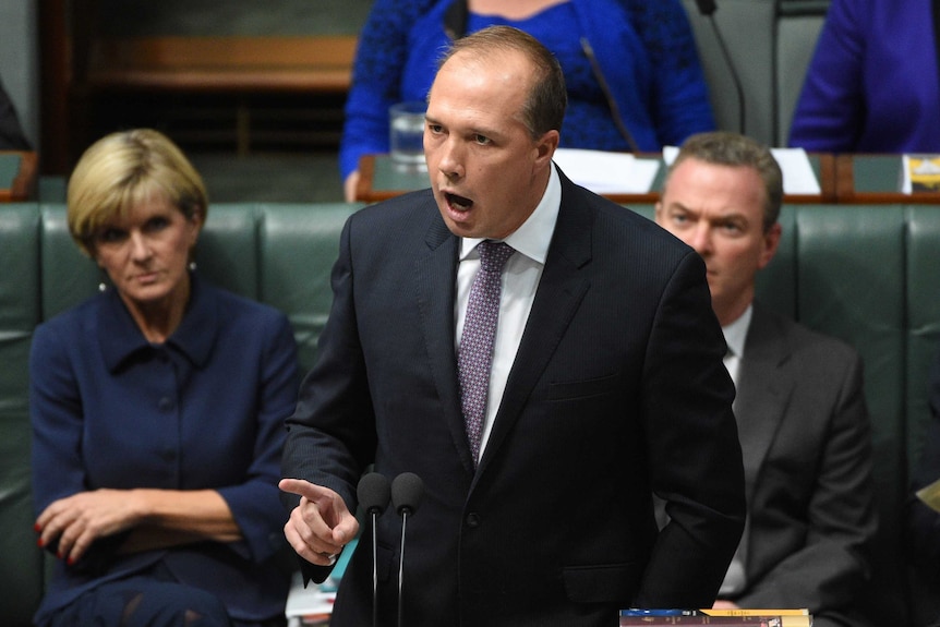 Minister for Immigration Peter Dutton speaks during Question Time